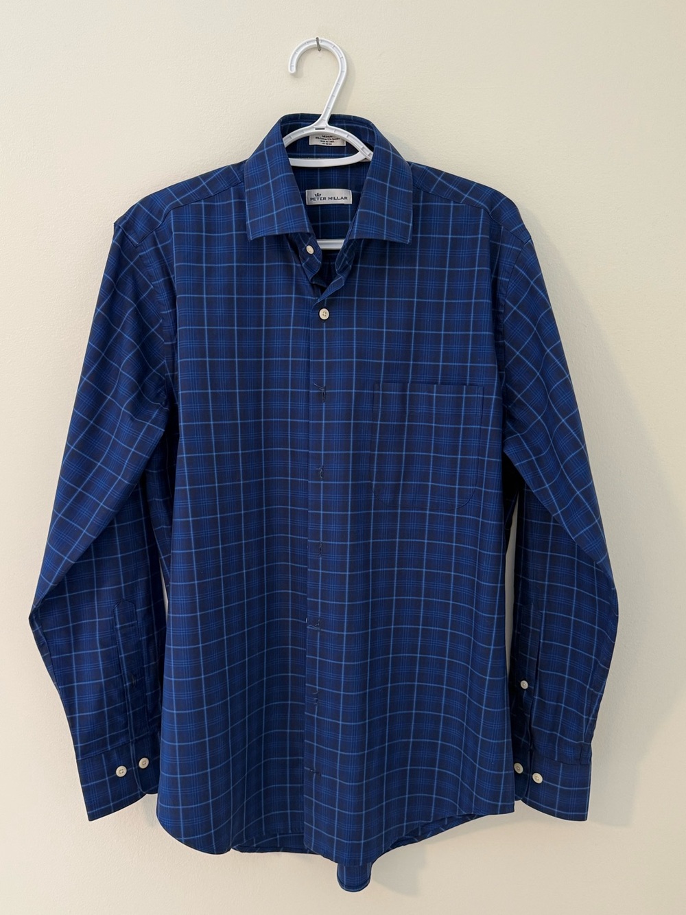 Peter Millar Blue Plaid Long Sleeve Sz M